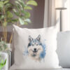 Alaskan Malamute, dog WB0466 17 Възглавница с аляски маламут в синьо, калъфка 50х50 см