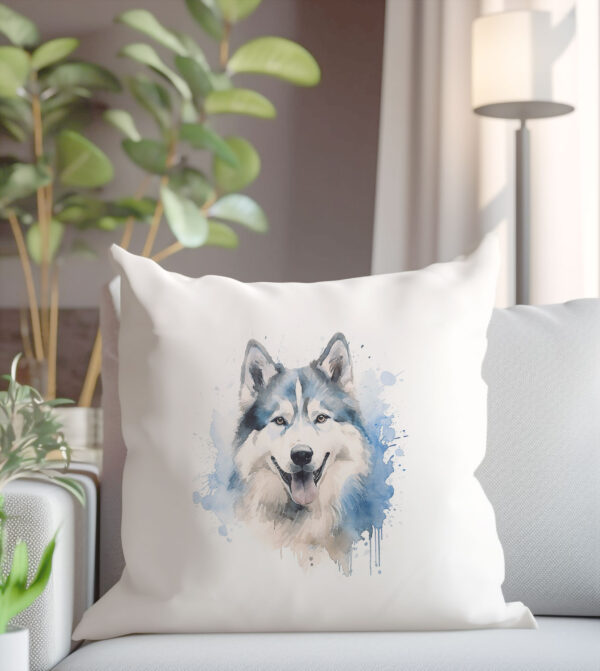 Alaskan Malamute, dog WB0466 17 Възглавница с аляски маламут в синьо, калъфка 50х50 см