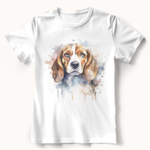 Beagle dog WB0471 21 Тениска с бигъл, акварелен портрет