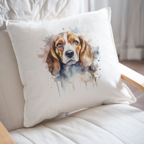 Beagle dog WB0471 22 Възглавница с бигъл, акварелен портрет