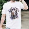 Black Labrador WB0474 19 Тениска с черен лабрадор, акварел в лилаво, бял органичен памук