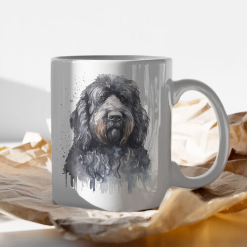 Black Russian Terrier WB0475 13 Чаша с черен руски териер в профил