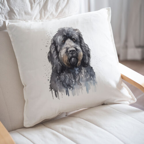 Black Russian Terrier WB0475 22 Възглавница с черен руски териер в профил