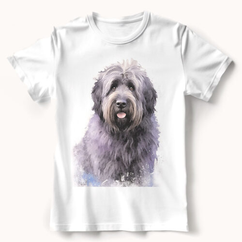 Bouvier des Flandres WB0482 21 Тениска с фландърски бувие, акварелен портрет