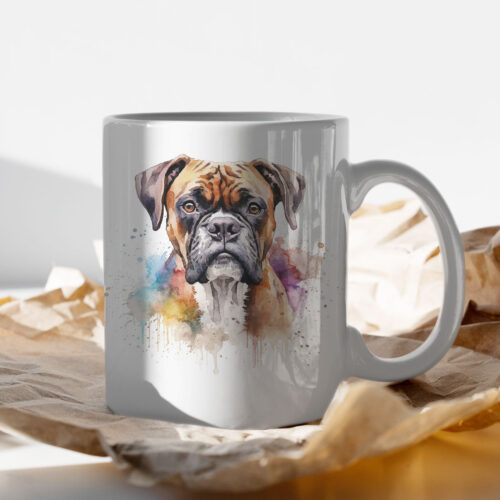 Boxer WB0483 13 Чаша с боксер в цветен акварел