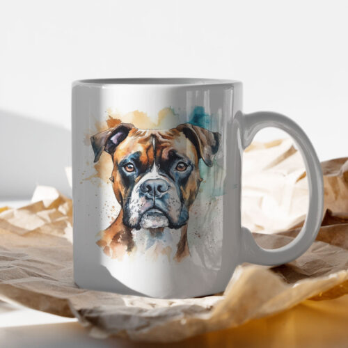 Boxer WB0484 13 Чаша с боксер, акварелен портрет