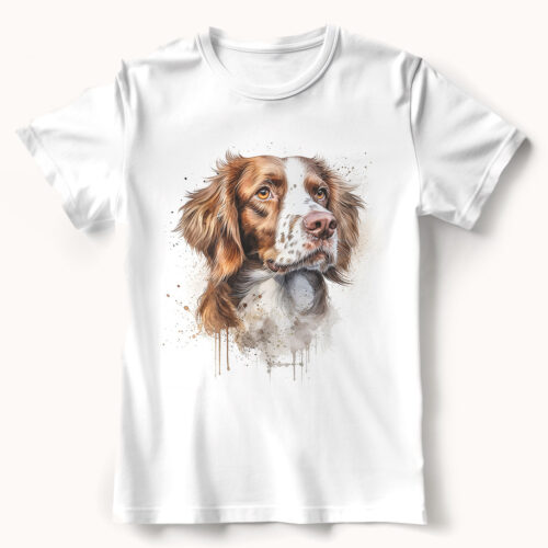 Brittany Spaniel WB0485 21 Тениска с бретонски шпаньол в кафяво, акварел