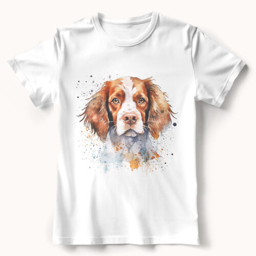 Brittany Spaniel WB0486 19 Тениска с бретонски шпаньол, акварелен портрет