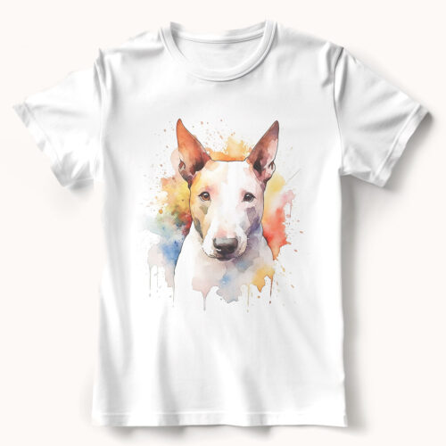 Bull Terrier WB0487 21 Тениска с бултериер, акварелен портрет