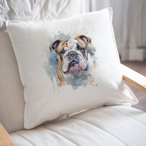 Bulldog WB0489 22 Възглавница с английски булдог в синьо