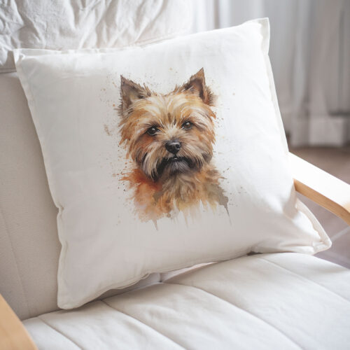 Cairn Terrier watercolor WB0492 25 Възглавница с кернтериер в топли тонове