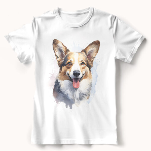 Cardigan Welsh Corgi WB0495 21 Тениска с корги кардиган, акварелен портрет