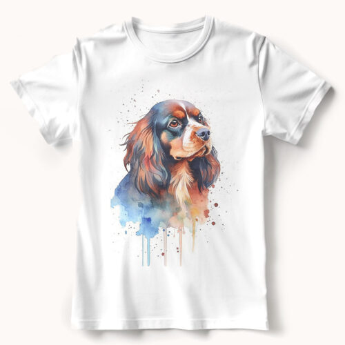 Cavalier King Charles Spaniel WB0516 21 Щампа: кавалер кинг чарлз шпаньол, акварелен профил