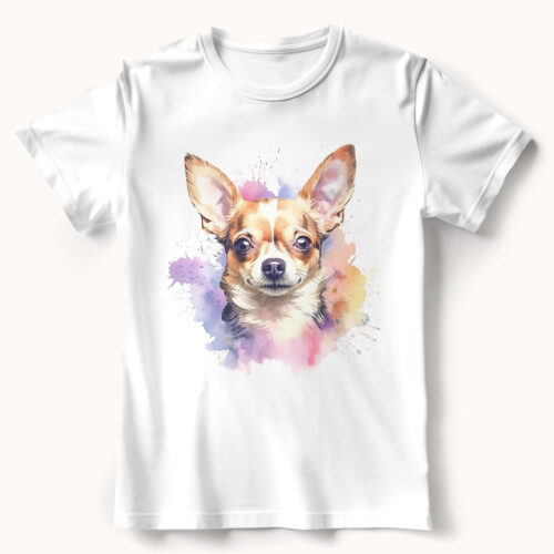Chihuahua WB0518 21 Тениска с чихуахуа, акварел в лилаво и охра