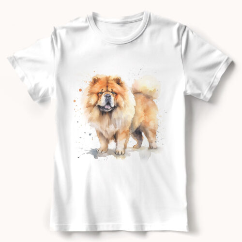 Chow Chow WB0525 21 Тениска с чау чау в цял ръст, акварел