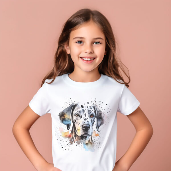 Dalmation WB0532 10 Тениска с далматинец, акварел с цветни пръски, унисекс кройка