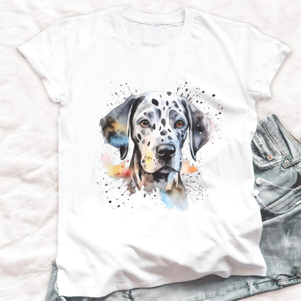Dalmation WB0532 20 Далматинец, акварел с цветни пръски върху бял памук