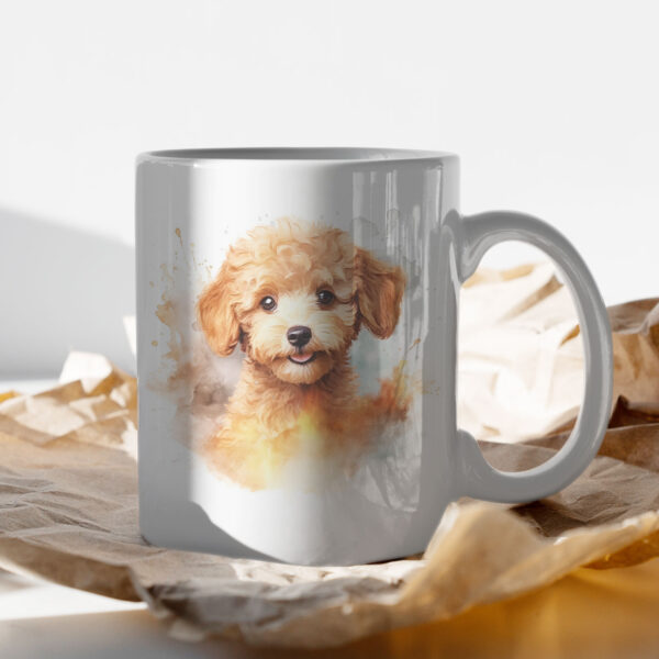 Dog WB0545 13 Чаша с пудел, акварелен портрет