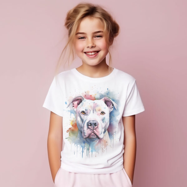 Dogo Argentino WB0711 13 Тениска с дого аржентино, цветен акварелен портрет, детайл от щампата
