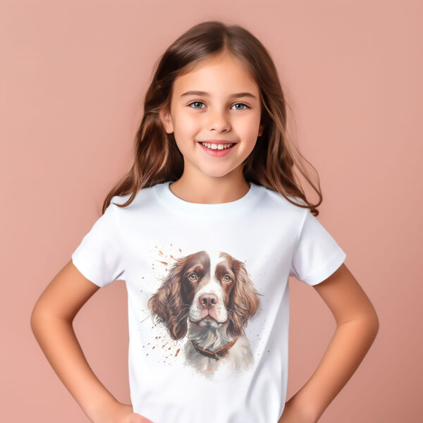 English Springer Spaniel WB0541 10 Тениска с английски спрингер шпаньол в кафяво, акварел, унисекс кройка