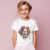 English Springer Spaniel WB0541 11 Тениска с английски спрингер шпаньол в кафяво, акварел, детайл от щампата