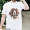 English Springer Spaniel WB0541 19 Тениска с английски спрингер шпаньол в кафяво, акварел, бял органичен памук