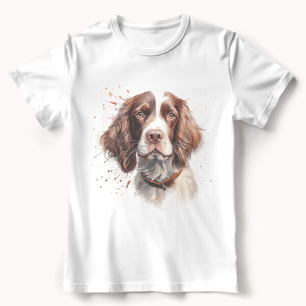 English Springer Spaniel WB0541 21 Тениска с английски спрингер шпаньол в кафяво, акварел