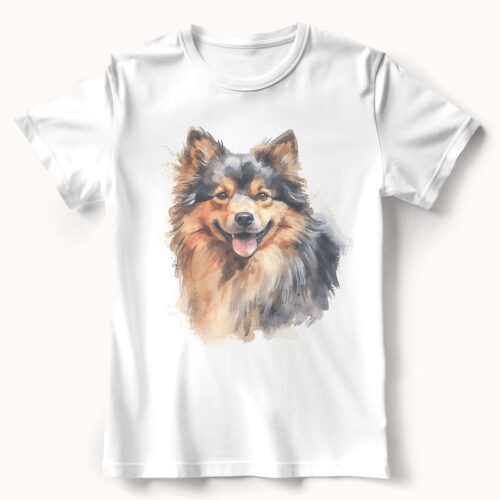 Finnish Lapphund WB0543 21 Тениска с финландски лапхунд, акварел с гъста козина