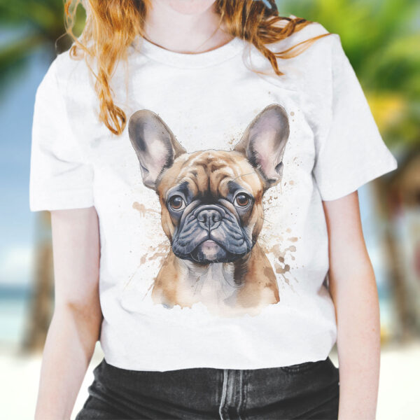 French Bulldog WB0546 18 Щампа: френски булдог отблизо, акварелен портрет
