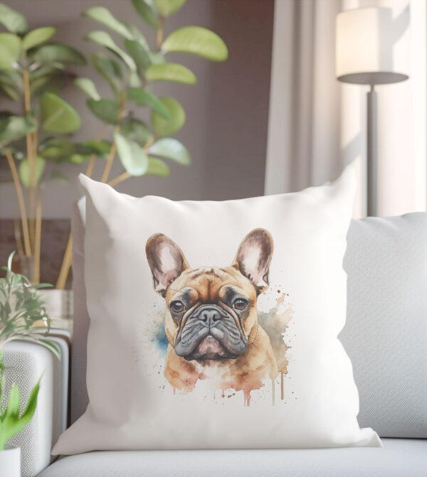 French Bulldog WB0548 17 Възглавница с френски булдог в топли тонове, калъфка 50х50 см