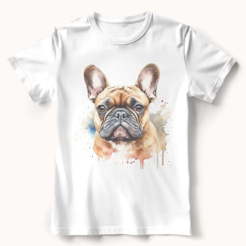 French Bulldog WB0548 21 Тениска с френски булдог в топли тонове, акварел