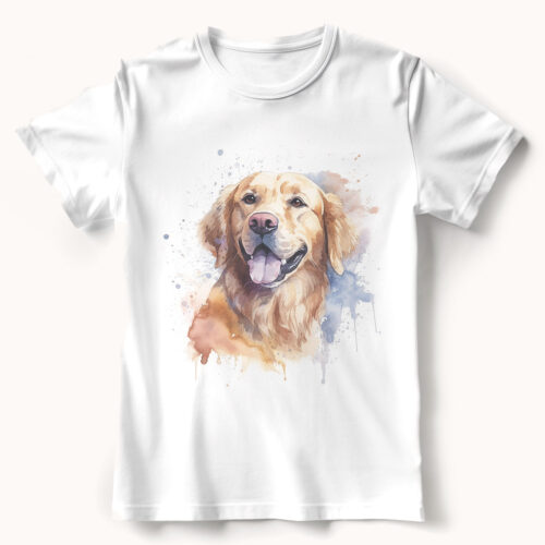 Golden Retriever WB0556 21 Тениска с голдън ретрийвър, акварел с усмивка