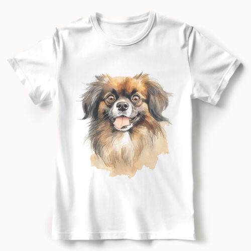 Pekingese dog watercolor WB0567 21 Тениска с пекинез с изплезен език, акварел