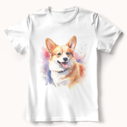 Pembroke Welsh Corgi WB0570 21 Тениска с уелско корги пемброук, акварелен портрет