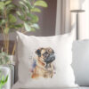 Pug WB0585 17 Възглавница с мопс, акварелен портрет, калъфка 50х50 см