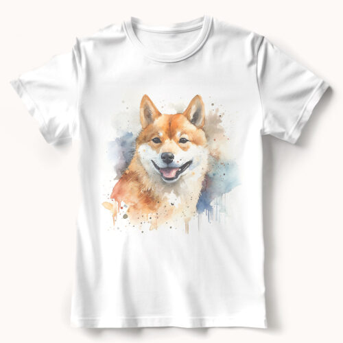 Red Shiba Inu WB0588 21 Тениска с шиба ину с усмивка, акварел