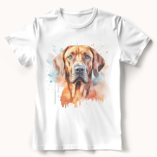 Rhodesian Ridgeback Dog WB0591 21 Тениска с родезийски риджбек, акварел в охра