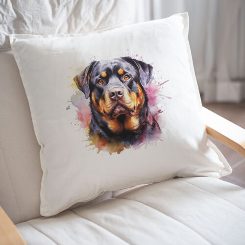 Rottweiler WB0593 22 Възглавница с ротвайлер в розово и синьо