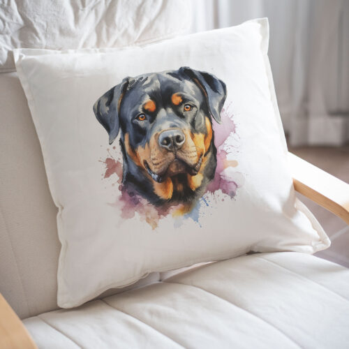Rottweiler WB0594 22 Възглавница с ротвайлер, акварелен портрет