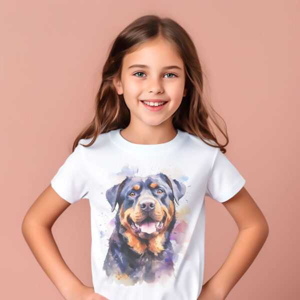 Rottweiler WB0595 10 Тениска с ротвайлер, акварелен портрет, унисекс кройка
