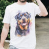 Rottweiler WB0595 19 Тениска с ротвайлер, акварелен портрет, бял органичен памук
