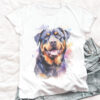 Rottweiler WB0595 20 Ротвайлер, акварелен портрет върху бял памук
