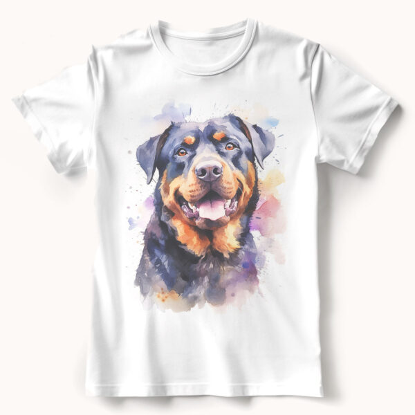 Rottweiler WB0595 21 Тениска с ротвайлер, акварелен портрет