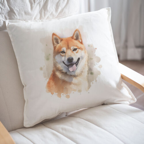 Saint Bernard Dog WB0596 22 Възглавница с шиба ину, акварелен портрет