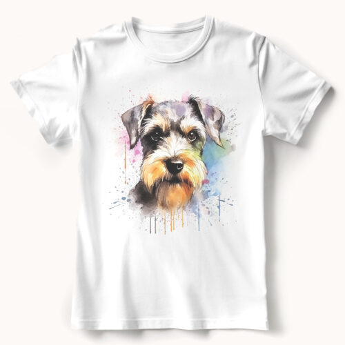 Schnauzer WB0602 21 Тениска с шнауцер, цветен акварелен портрет