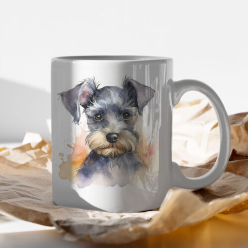Schnauzer WB0603 13 Чаша с шнауцер, акварелен портрет