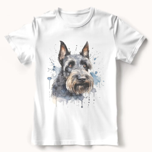 Scottish Terrier WB0604 21 Тениска с шотландски териер, акварелен портрет