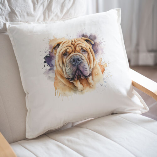 Shar Pei WB0605 22 Възглавница с шар пей, акварелен портрет