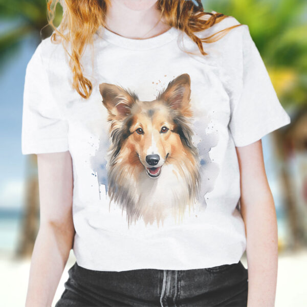Sheltie WB0607 18 Щампа: шелти, акварелен портрет в кремаво