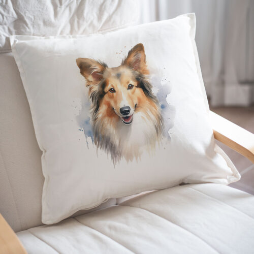 Sheltie WB0607 22 Възглавница с шелти, акварелен портрет